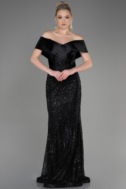 Long Black Mermaid Evening Gown ABU3770