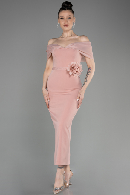 Midi Powder Color Evening Dress ABK2014