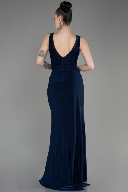 Long Navy Blue Mermaid Prom Dress ABU3782