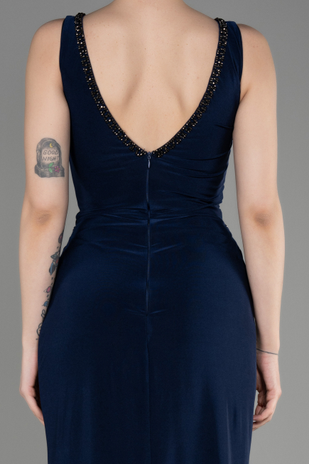 Long Navy Blue Mermaid Prom Dress ABU3782
