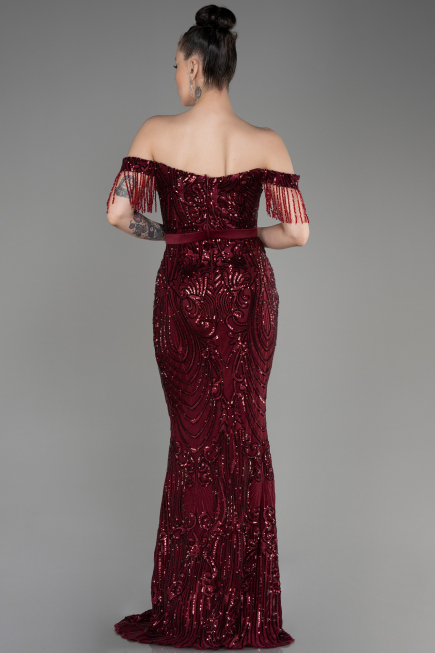 Long Burgundy Plus Size Engagement Dress ABU3785