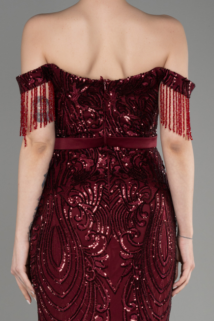Long Burgundy Plus Size Engagement Dress ABU3785