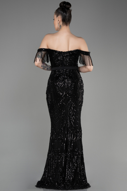 Long Black Plus Size Engagement Dress ABU3785