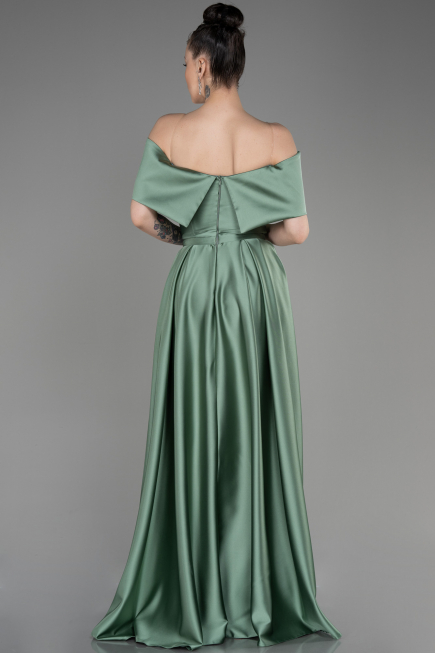 Long Turquoise Satin Prom Gown ABU3788