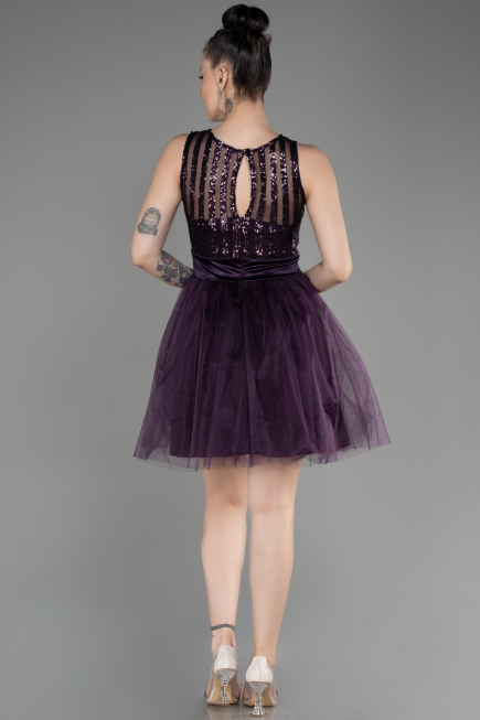 Short Dark Purple Prom Gown ABK2016