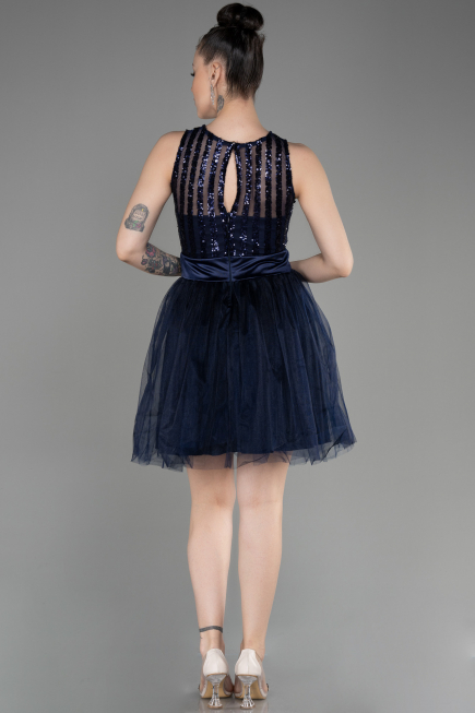 Short Navy Blue Prom Gown ABK2016