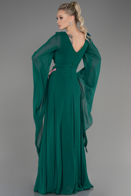 Long Emerald Green Chiffon Evening Dress ABU3541