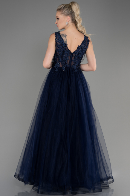 Long Navy Blue Evening Dress ABU3718