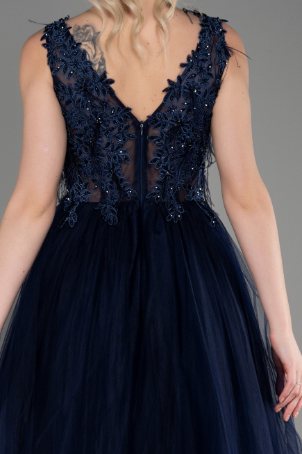 Long Navy Blue Evening Dress ABU3718