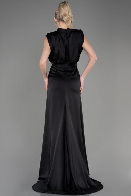 Black Long Satin Evening Dress ABU2133