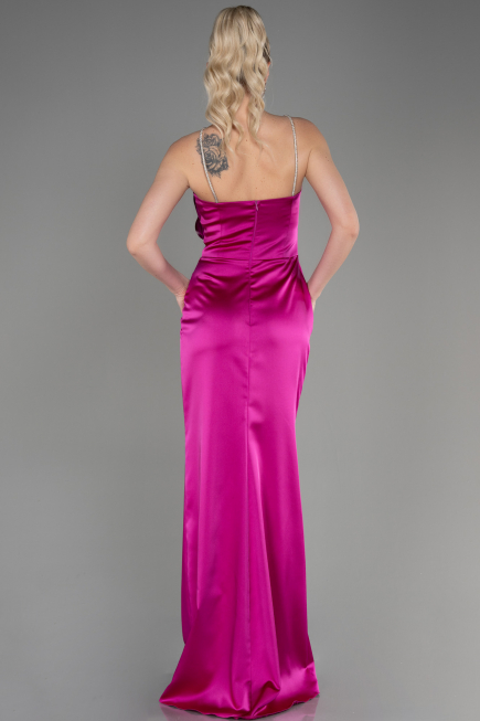 Long Fuchsia Satin Prom Gown ABU3525