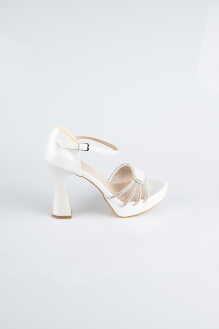 White Leather Platform Heel MJD3409
