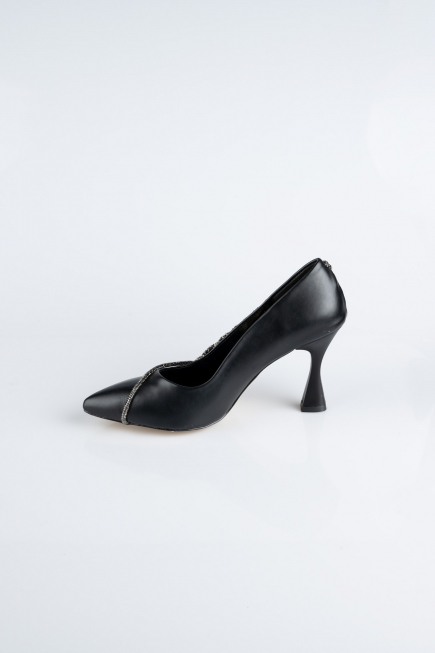 Black Leather Stiletto MJD5158