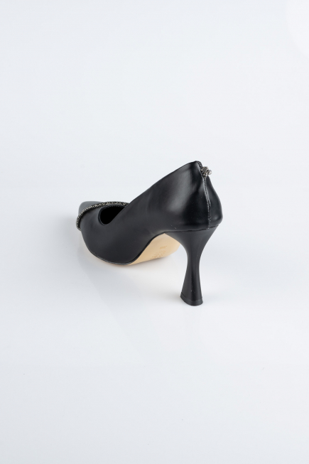 Black Leather Stiletto MJD5158