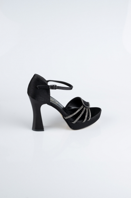 Black Satin Platform Heel MJS3409