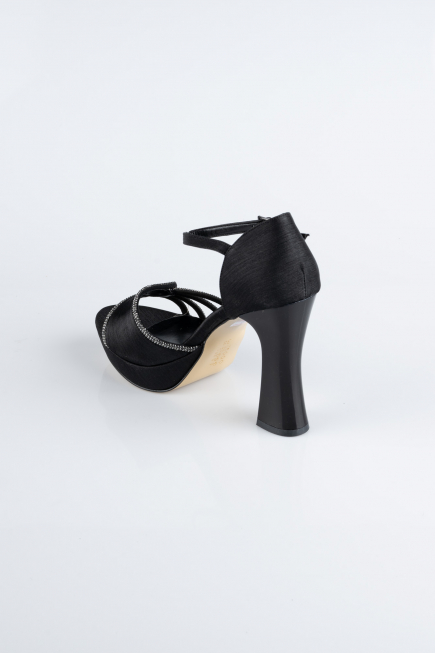 Black Satin Platform Heel MJS3409
