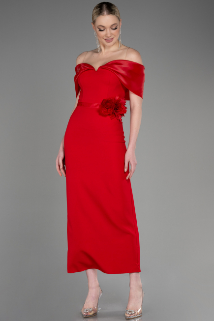 Midi Red Evening Dress ABK2014