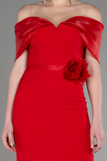 Midi Red Evening Dress ABK2014