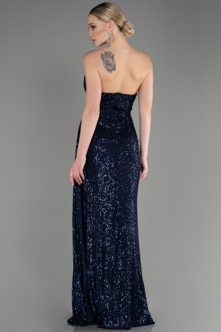 Long Navy Blue Scaly Evening Dress ABU3134