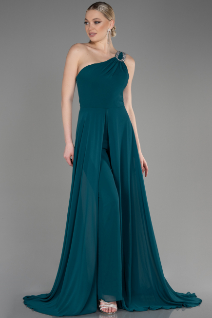 Emerald Green Long Chiffon Party Evening Jumpsuit ABT116