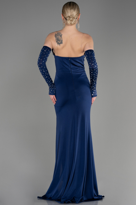 Navy Blue Strapless Long Evening Dress ABU3824