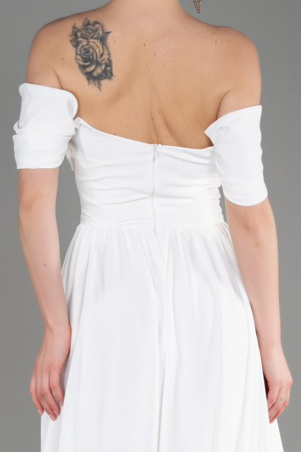 White Long Chiffon Evening Dress ABU3827