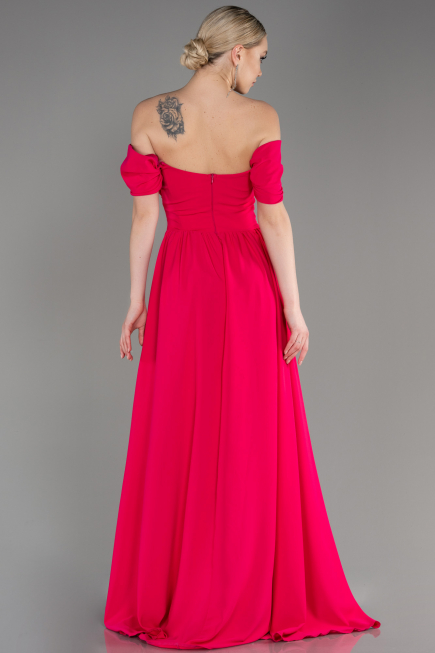 Fuchsia Long Chiffon Evening Dress ABU3827