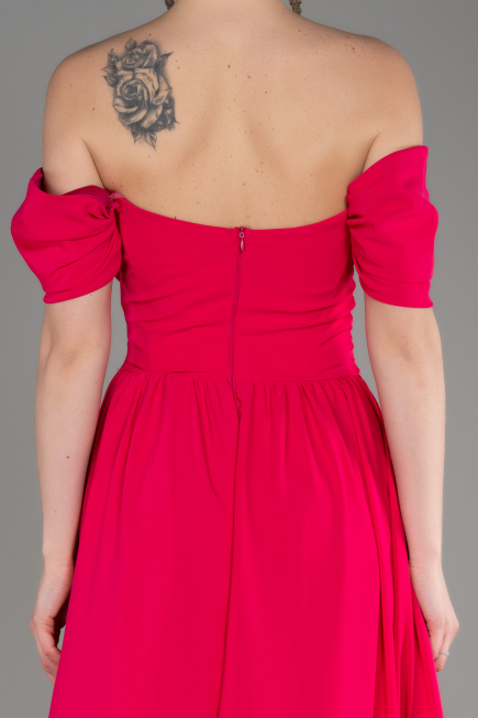 Fuchsia Long Chiffon Evening Dress ABU3827