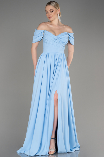 Blue Long Chiffon Evening Dress ABU3827