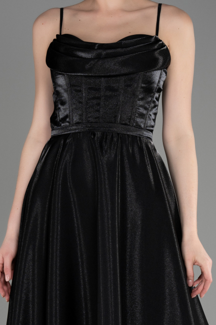 Black Midi Satin Party Dress ABK2011