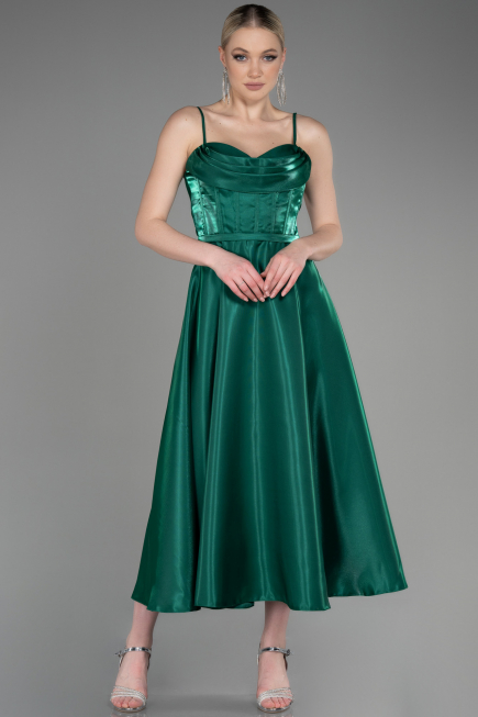 Green Midi Satin Party Dress ABK2011