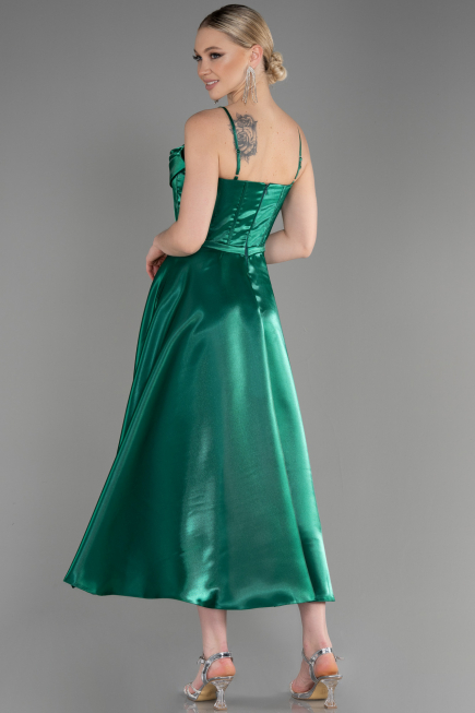 Green Midi Satin Party Dress ABK2011