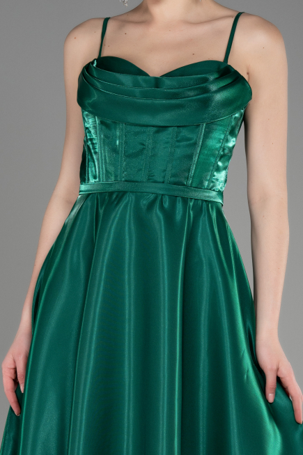 Green Midi Satin Party Dress ABK2011
