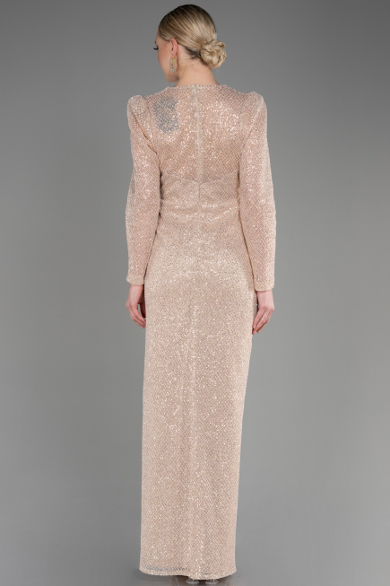Gold Long Sleeve Scaly Evening Dress ABU3831