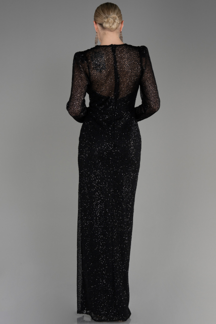 Black Long Sleeve Scaly Evening Dress ABU3831