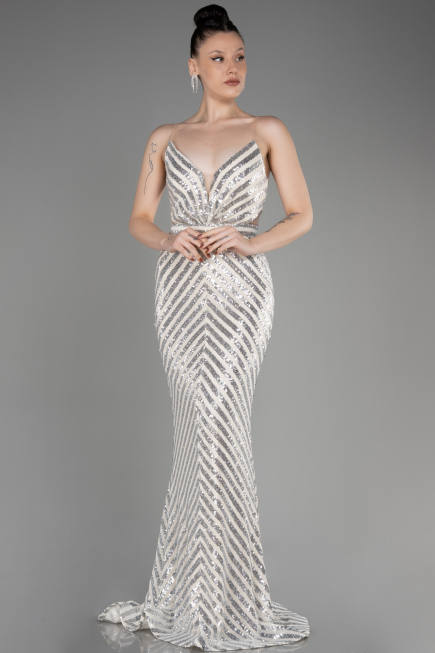 Beige Long Mermaid Evening Dress ABU892