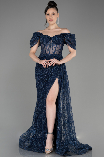 Navy Blue Long Evening Dress ABU2706