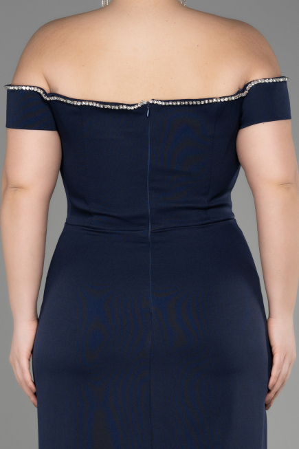 Long Navy Blue Plus Size Evening Dress ABU3784