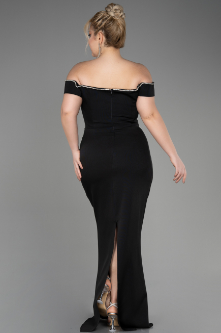Long Black Plus Size Evening Dress ABU3784