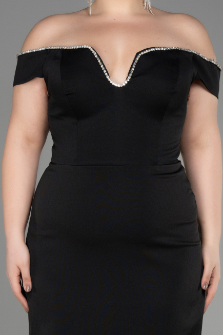 Long Black Plus Size Evening Dress ABU3784