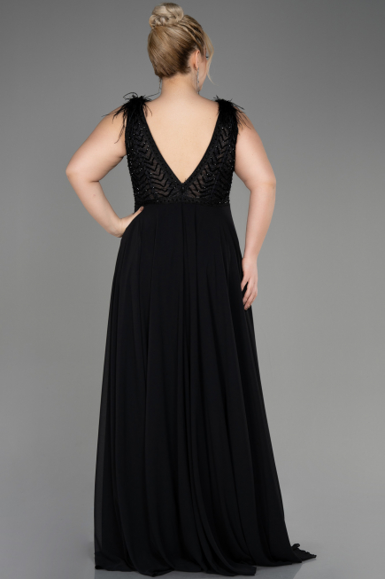 Black Sleeveless Long Chiffon Evening Dress ABU3856