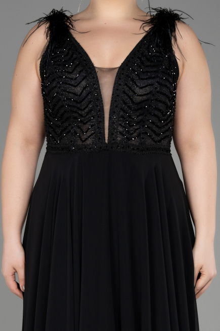 Black Sleeveless Long Chiffon Evening Dress ABU3856