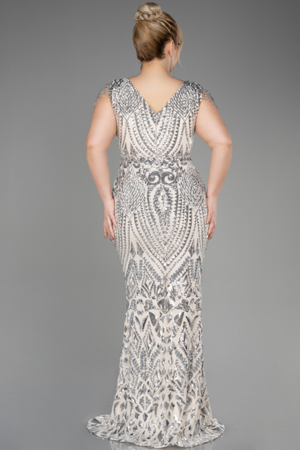 Mink Long Scaly Plus Size Evening Dress ABU3845