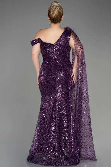 Purple Slit Scaly Long Evening Dress ABU3857
