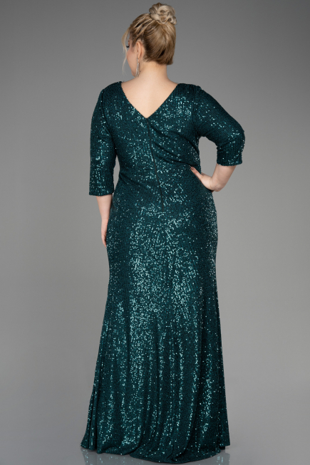 Emerald Green Long Scaly Plus Size Evening Dress ABU3258