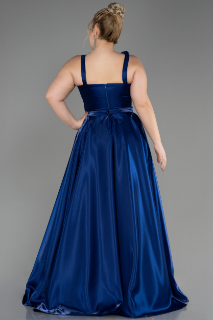 Long Navy Blue Plus Size Engagement Dress ABU3752