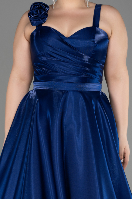 Long Navy Blue Plus Size Engagement Dress ABU3752
