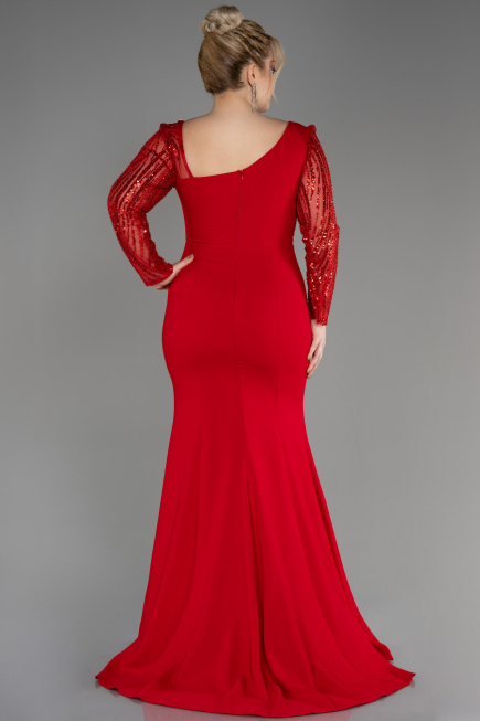 Red Long Plus Size Wedding Dress ABU3713