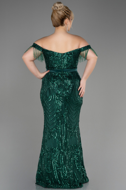 Long Emerald Green Plus Size Engagement Dress ABU3785