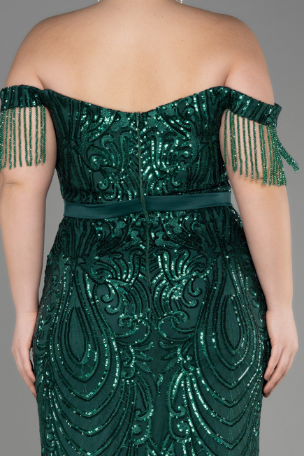 Long Emerald Green Plus Size Engagement Dress ABU3785